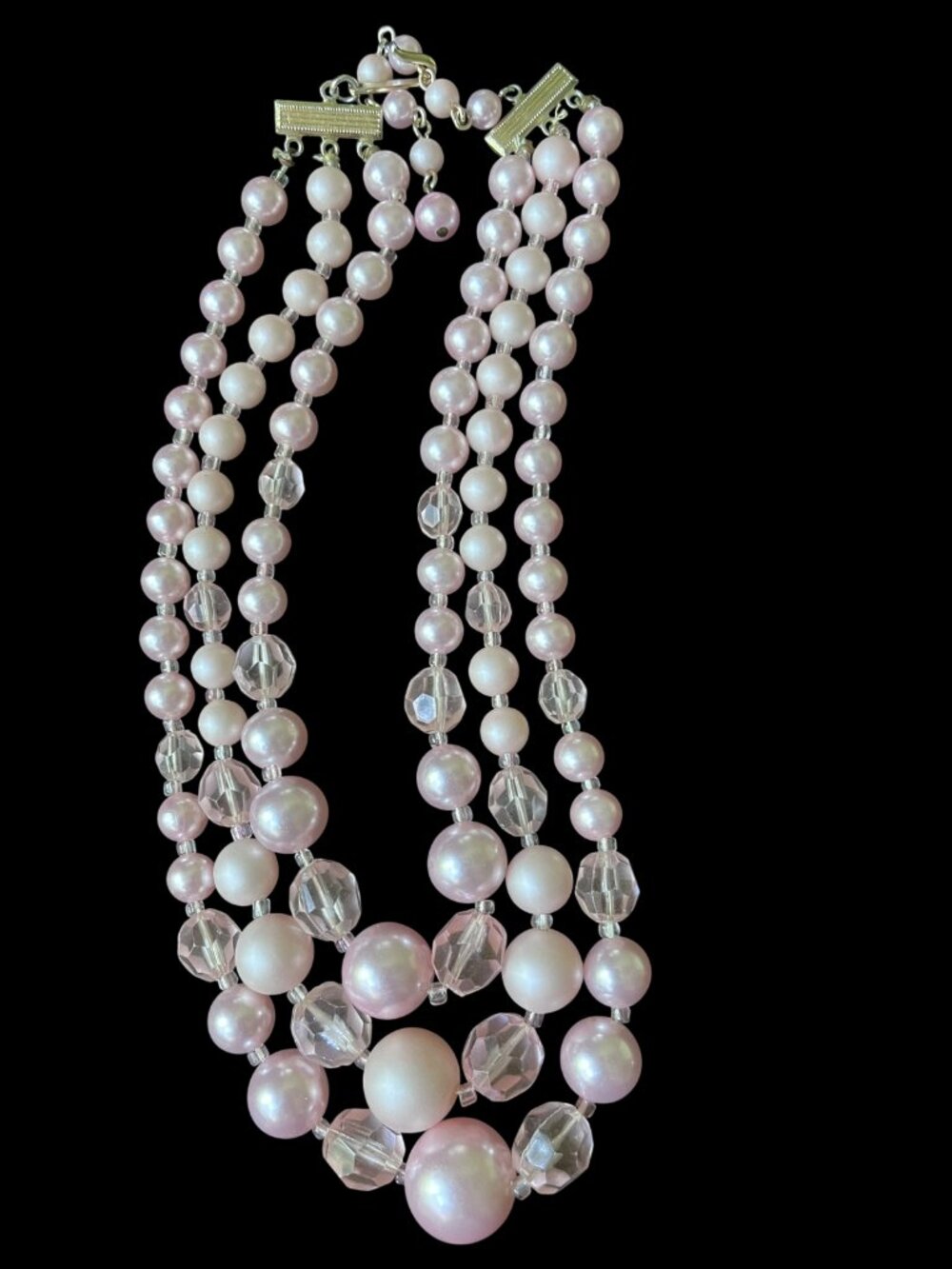 Vintage 60s 70s Plastic Rhinestone Collar Necklace 12" + 2.5"